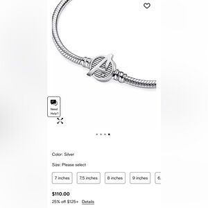 Pandora Moments Marvel The Avengers Snake Chain Clasp Bracelet 7.5 Inches